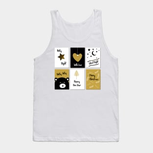 Merry Christmas cards - black, white and gold Tank Top